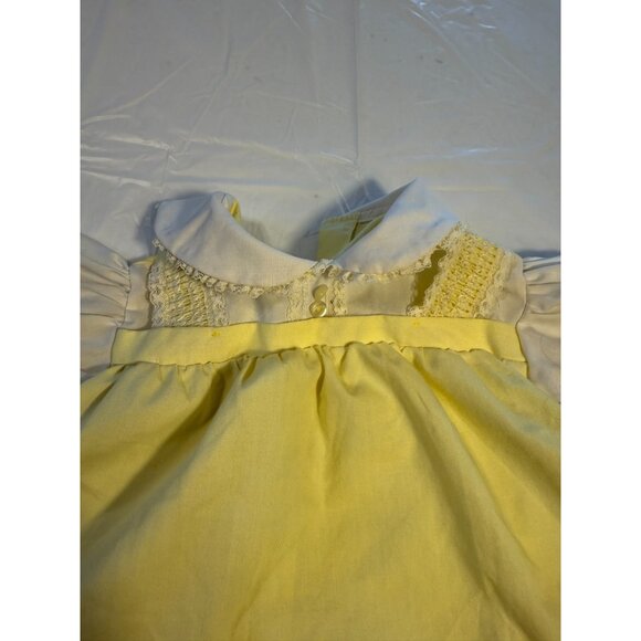 Vintage Girls Yellow Dress Lace Ruffle Sleeves 1960s Infant Size 3m 3 Months - Picture 3 of 4